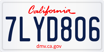 CA license plate 7LYD806
