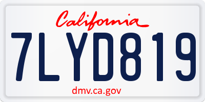 CA license plate 7LYD819