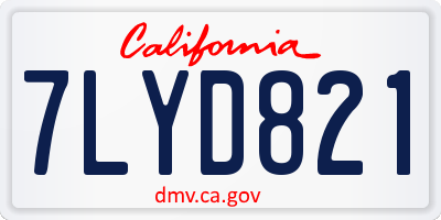 CA license plate 7LYD821