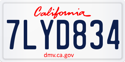 CA license plate 7LYD834