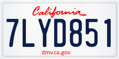 CA license plate 7LYD851