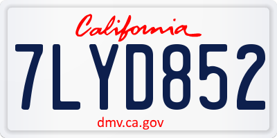 CA license plate 7LYD852