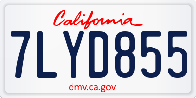 CA license plate 7LYD855