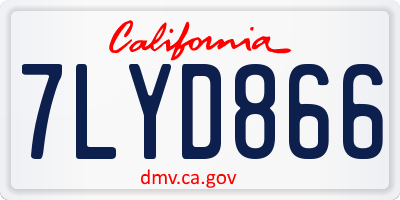 CA license plate 7LYD866