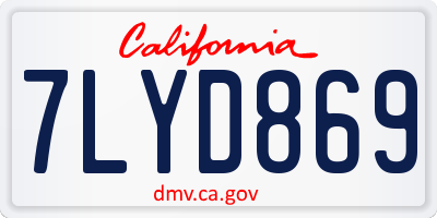 CA license plate 7LYD869