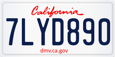 CA license plate 7LYD890