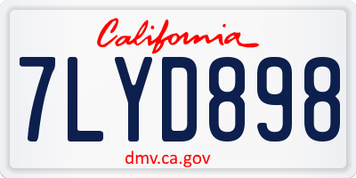CA license plate 7LYD898