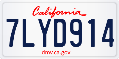 CA license plate 7LYD914