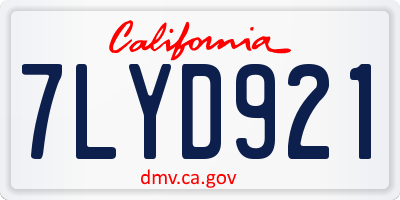 CA license plate 7LYD921