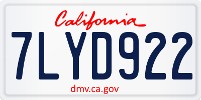 CA license plate 7LYD922