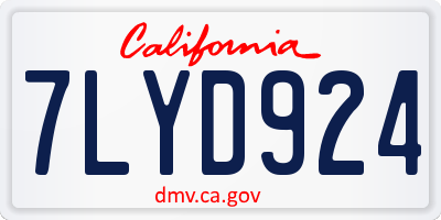 CA license plate 7LYD924