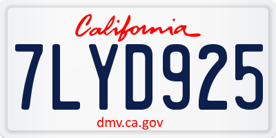 CA license plate 7LYD925