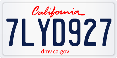 CA license plate 7LYD927