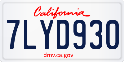 CA license plate 7LYD930