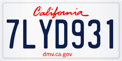 CA license plate 7LYD931