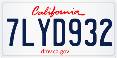 CA license plate 7LYD932
