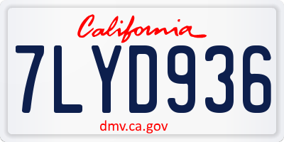 CA license plate 7LYD936