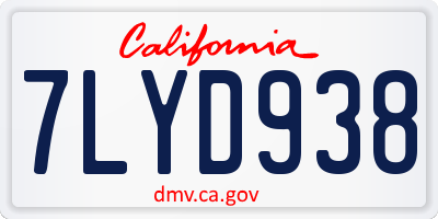 CA license plate 7LYD938