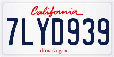CA license plate 7LYD939