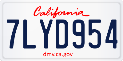 CA license plate 7LYD954