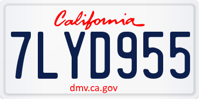 CA license plate 7LYD955