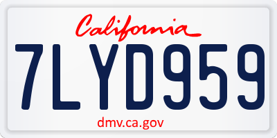 CA license plate 7LYD959
