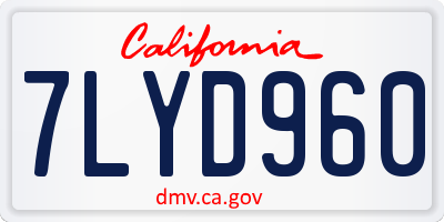 CA license plate 7LYD960