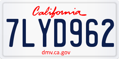 CA license plate 7LYD962
