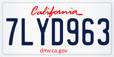 CA license plate 7LYD963