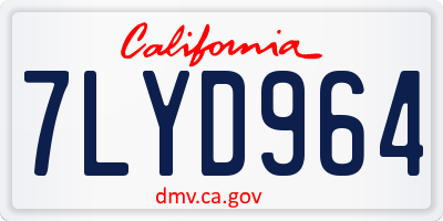 CA license plate 7LYD964