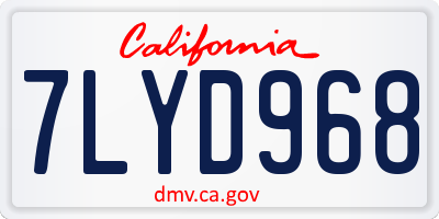 CA license plate 7LYD968
