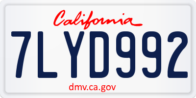 CA license plate 7LYD992