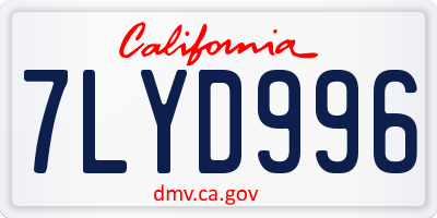 CA license plate 7LYD996