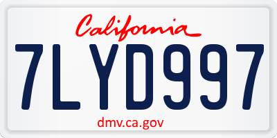 CA license plate 7LYD997