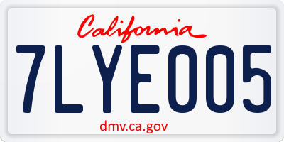 CA license plate 7LYE005
