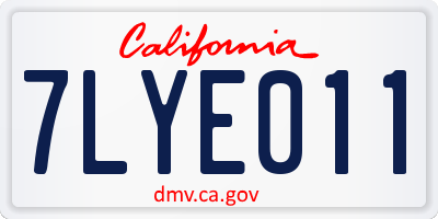 CA license plate 7LYE011