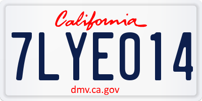 CA license plate 7LYE014
