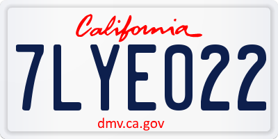 CA license plate 7LYE022
