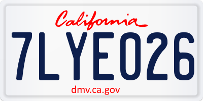 CA license plate 7LYE026