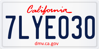 CA license plate 7LYE030
