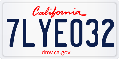CA license plate 7LYE032