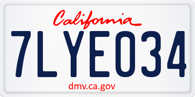 CA license plate 7LYE034