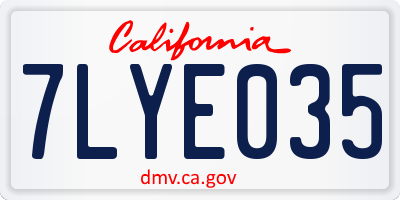 CA license plate 7LYE035