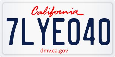 CA license plate 7LYE040