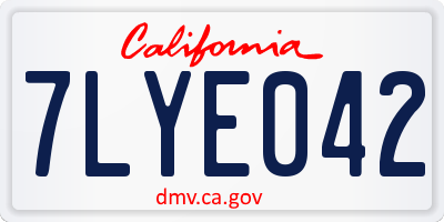 CA license plate 7LYE042