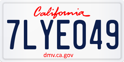 CA license plate 7LYE049