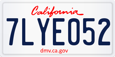 CA license plate 7LYE052