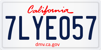 CA license plate 7LYE057