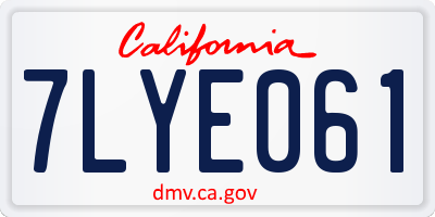 CA license plate 7LYE061