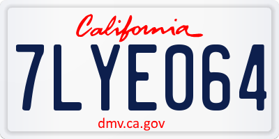 CA license plate 7LYE064